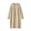 100% Cashmere Puro Outono e Inverno Feminino Moletom com Capuz Suéter Vestido Longo de Tricô Acima do Joelho