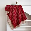 Novo Estilo Lenço Social Borboleta Estampa Floral para Mulheres Aconchegante Espesso Cachecol de Imitação de Caxemira Xale Versátil Dupla Face