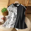 Camisa Delgada de Algodón y Lino con Cuello Alto para Mujer 2026, Top Artístico Asimétrico de Manga Media Suelto de Talla Grande para Verano