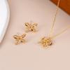 Europeu e Americano Transfronteiriço Jóias Picareta de Cobre 18k Banhado a Ouro Arco Pingente Colar Feminino All-match High-end Ear Stud terno