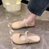 Zapatillas de media punta estilo francés para mujer, para verano, estilo hada, slip-on, suela suave y delicada, antideslizantes, sandalias de perlas para mujeres embarazadas