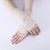 Guantes Cortos de Encaje Elástico de Verano Resistentes al Sol para Conducir de Mujer, Guantes Finos, Juego de Muñequeras para Yoga, Manga Falsa