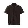 Camisa Tricô Estilo Old Money Retrô de Fábrica Masculina Manga Curta Curta Larga Caimento Quadrado Camiseta Cardigã de Verão Top