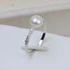 S925 Prata Anel Aberto Anel de Dedo Ajustável Anel de Dedo DIY Pérola 4-6 Acessórios Suporte Vazio Produto Semiacabado 2710