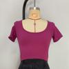 Camiseta Feminina de Verão Esportiva de Alta Qualidade Transfronteiriça Manga Curta Yoga Top Fitness Justo Sexy Curto Fábrica