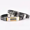 Pulsera Punk de Acero de Titanio Transfronteriza para Mano Pulsera para Hombre de Acero Inoxidable con Silicona Moda Hip-Hop Pulsera Personalizada Hecha a Mano Venta al por Mayor