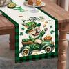 Nova Toalha de Mesa de São Patrício Cruzada Festival Irlandês Série Grama da Sorte Verde Corredor de Mesa Estampado em Linho