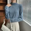 Camiseta Base de Manga Larga Ajustada Versátil para Mujer, Parte Superior de Mascarilla Facial de Seda de Leche, Cuello Semi-Alto, Nueva Colección 2026