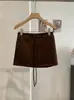 KEKEZOON Mini Falda de Línea A Ajustada al Cuerpo Maillard Otoño/Invierno Cordón de Amarre Gamuza Felpa Anti-Exposición Falda Corta 9265