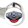 Logo de Equipo de la NBA Lakers Warriors 76ers Time Gem Aleación de Metal Llavero Grabado Colgante de Llave
