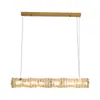 Lámpara de araña lineal de lujo ligero para mesa de isla de comedor, lámpara de mesa de comedor de cristal de titanio para protección ocular de diseñador, arte de hierro