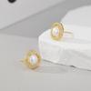 Aretes de Anillo Möbius de Plata Esterlina S925 con Perla Natural Moda Lujo Ligero Alto Sentido Aretes para Niñas Venta al Mayoreo de Fábrica