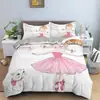 Ropa de cama de poliéster con estampado digital 3D de dibujos animados de niña de ballet, tres piezas, transfronteriza, venta caliente en Amazon