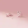 Pendientes Asimétricos Elegantes Nalan de Plata de Ley S925 Estilo Coreano Exquisito Conejo Zanahoria Calado Simple G7274