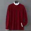 Suéter Baicai Rong Otoño/Invierno Nuevo de Lana Pura para Hombre Liso Cuello Redondo Tejido de Punto Estilo Old Money Versátil Tejido Base