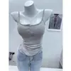 Nuevo Top sin Mangas de Tirantes Picantes para Mujer, Verano, Simple, Ropa Interior, Cuello Cuadrado, Irregular, Ajustado, Top Corto con Almohadillas para Sujetador Integradas