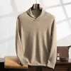Suéter liso de cachemira estilo 2026 para hombre con cuello de fruta verde, suéter de punto holgado estilo coreano, suéter cálido