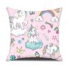 Almofada Infantil de Desenho Animado Unicórnio Arco-Íris Cavalo Branco Almofada de Sofá Almofada Decorativa para Quarto Infantil Fronha
