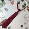 Corbata JK de Color Sólido para Mujer Sin Sarga Básica para Camisa Escolar Combinable Corbata Lazo Rojo Vino Café