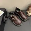 Mocasines de Cuero Suave con Suela Gruesa Estilo Coreano para Mujer, Nuevos Zapatos Versátiles que Aumentan la Altura para Mujeres Bajitas, Primavera/Verano 2025, Adecuados para Combinar con Faldas