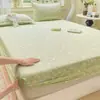 Conjunto de Lençol de Baixo com Elástico em Gaze Dupla de Três Peças, Toque de Algodão Puro, Protetor de Colchão para Todas as Estações, Cobre-Cama de Cobertura Total, Peça Única, Grau Materno e Infantil