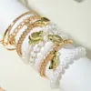 Conjunto de Pulseiras de Pérola Imitação Multicamadas em Formato de Coração, Moda Transfronteiriça Europeia e Americana com Toque de Luxo, Joias de Contas para Revenda no Estilo Ins