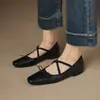Zapatos Mary Jane Retro Franceses Primavera Nuevos Sin Cordones Boca Baja Tacón Bajo Punta Cuadrada Versátiles para Viajar Todo el Año Zapatos de Mujer