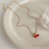 Collar de Granate Cereza Roja Frutal para Mujer, Accesorio de Diseño de Nicho, Nuevo Estilo de Verano, Cadena para Clavícula Japonesa y Coreana