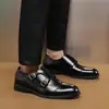 Zapatos Casuales de Cuero de Talla Grande 47 48 sin Cordones Puntiagudos de Cruzar la Frontera Mocasines con Hebilla de Caña Baja Zapatos de Moda Tendencia
