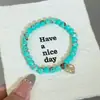 Pulseira de Contas Coloridas Nova Tendência Gelo Picado, Única e Sofisticada, Versátil de Nicho Empilhável com Longo Pingente de Franja