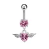 Nuevos Anillos para Ombligo Rosas con Lazo Estilo Europeo y Americano, Diversas Joyas para Piercing con Circonitas de Gran Venta, Accesorios para Anillos de Ombligo