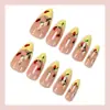 Manicura de Parche Dulce Transfronteriza Europea y Americana Flores Natillas Suaves Uñas Francesas Postizas Uñas Terminadas