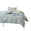 Juego de ropa de cama de algodón 100% tejido, cepillado, minimalista y lujoso, de color liso, que incluye funda de edredón, sábana plana, sábana bajera y funda de almohada
