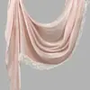 Lenço de cabeça perolado com acabamento em renda Múltiplas cores disponíveis lenço longo versátil Xale decorativo elegante para mulheres Xale de renda