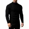 Suéter de punto trenzado geométrico de cuello alto medio para hombre de otoño e invierno transfronterizo, top de punto jacquard moderno, capa base casual para hombre