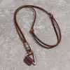 Colar Vintage de Couro com Cera de Óleo e Triângulo de Prata, Cordão Ajustável de Couro Bovino Retrô Europeu e Americano, Tendência Hip-Hop Masculino para Uso em Camadas, Atacado Transfronteiriço