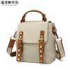 Mochila casual das mulheres mochila impermeável mochila de lona com bolsa de couro de primeira camada pequena cor sólida transbordamento fabricantes fornecimento