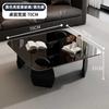 Mesa de Centro de Vidro Temperado com Ondas de Água Nórdicas Quadrada Design Especial para Mesa de Centro Senso de Design Sala de Estar de Casa Apartamento Pequeno Simples