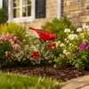 Estaca de Hierro para Césped con Pájaro Rojo Cardinal, Manualidad Más Vendida para Arreglo de Jardín Exterior y Decoración de Patio