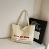 Bolsas de Lona Tendência Deste Ano para Mulheres, Grande Capacidade, Novo Estilo 2026, Bolsas de Lona Estampadas com Letras, Bolsas Tote Personalizadas Super Populares
