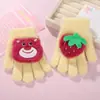 Guantes Gruesos de Invierno para Niños, Lindos de Dibujos Animados, Cálidos y a Prueba de Frío, Suaves y Amigables con la Piel, Oso Fresa, para Bebé, para Exteriores
