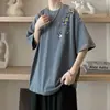 Nueva camiseta de manga corta gruesa color vino tinto blanco estilo chino para niños verano 2024 ropa nueva manga media marca de moda