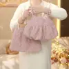 Conjunto de 3 Peças Feminino Primavera 2026 Novo Estiloso Camisa Básica Doce Saia de Suspensório Floral Roupa Tendência da Moda de Primavera