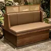 Mesa Booth para Churrasco de Madeira Maciça Beijada pelo Fogo com Vento Selvagem Montanha, Mesa e Cadeiras para Churrasco sem Fumaça a Carvão, Mesa de Jantar para Restaurante de Hot Pot