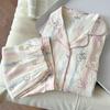Fábrica de Origen Verano Nuevo Cárdigan Solapa Pijama de Niña Dulce Manga Corta Shorts Conjunto de Ropa para el Hogar de Mujer