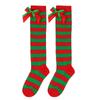 Meias de Natal infantis meias de laço de camada dupla meias novas fofas acima do joelho europeias e americanas meias coloridas transfronteiriças para meninas