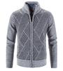 2024 comércio exterior novo primavera e outono forrado com fleece tamanho plus size masculino xadrez casual gola alta cardigã suéter de manga longa casaco