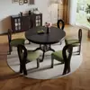 Mesa de Jantar e Cadeiras Estilo Americano em Madeira Maciça, Conjunto de 1,2m para 4-6 Pessoas, Mesa Redonda em Madeira de Freixo Branco, Estilo Vintage, Adequado para Lares Pequenos
