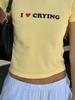Verano Nuevo Jersey de Cuello Redondo de Manga Corta con Estampado de Letras que Deja el Ombligo al Descubierto Tops Camiseta para Mujer Europeos y Americanos