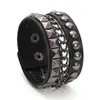 Nuevo brazalete de cuero multicapa estilo punk minimalista europeo y americano para hombre, pulsera de cadena tachonada, accesorio de mano moderno y único